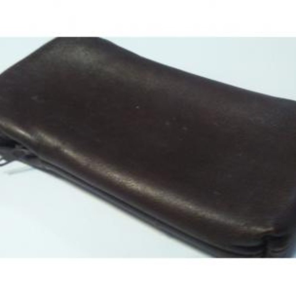 Leather Zippered Pouch, 6 1/2 by 3 1/4 inches